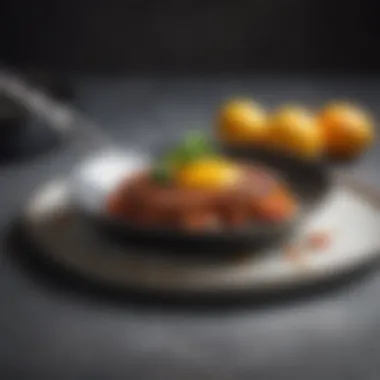 Exquisite Dish from Non-Stick Cookware A perfect dish presented on a plate made using Made by Design non-stick pan