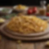 Freshly made pasta on a wooden surface