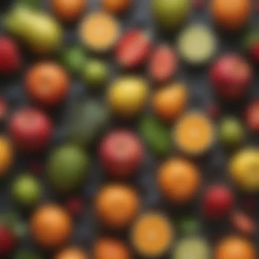 An array of colorful fruits ready for juicing