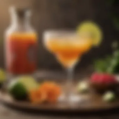 Margarita Sunrise with Decorative Garnishes Margarita Sunrise served with decorative garnishes