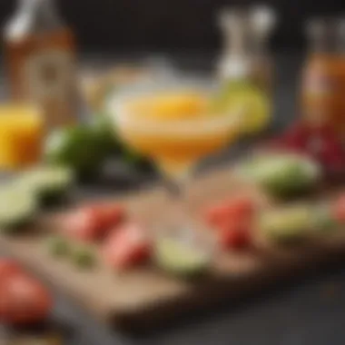 Ingredients for Margarita Sunrise Ingredients laid out for Margarita Sunrise