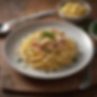 Artfully Plated Carbonara A beautifully plated carbonara garnished with parsley and Parmesan
