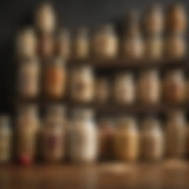 Various oatmeal varieties displayed in jars
