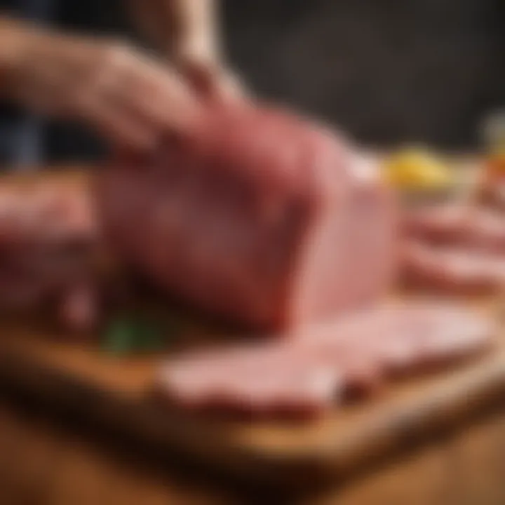 The ideal selection of boneless ham cuts displayed on a cutting board