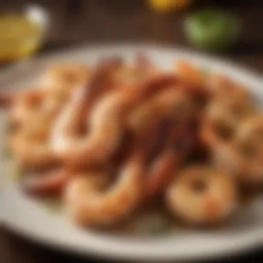 Grilled shrimp served on a plate with seasoning