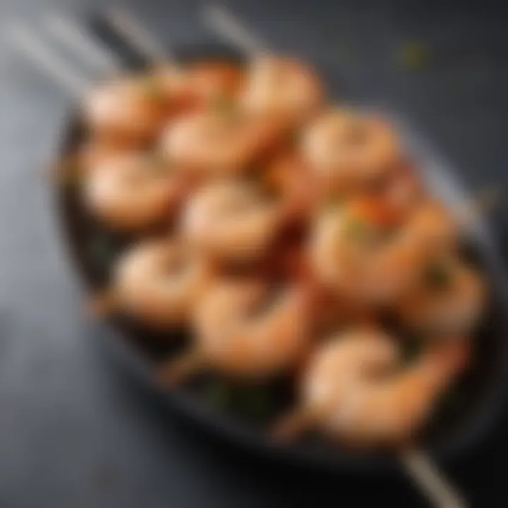 Marinated shrimp on a skewer