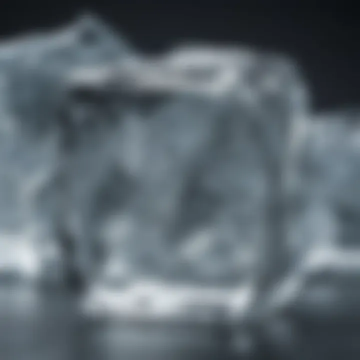 Close-up of crystal-clear ice formation