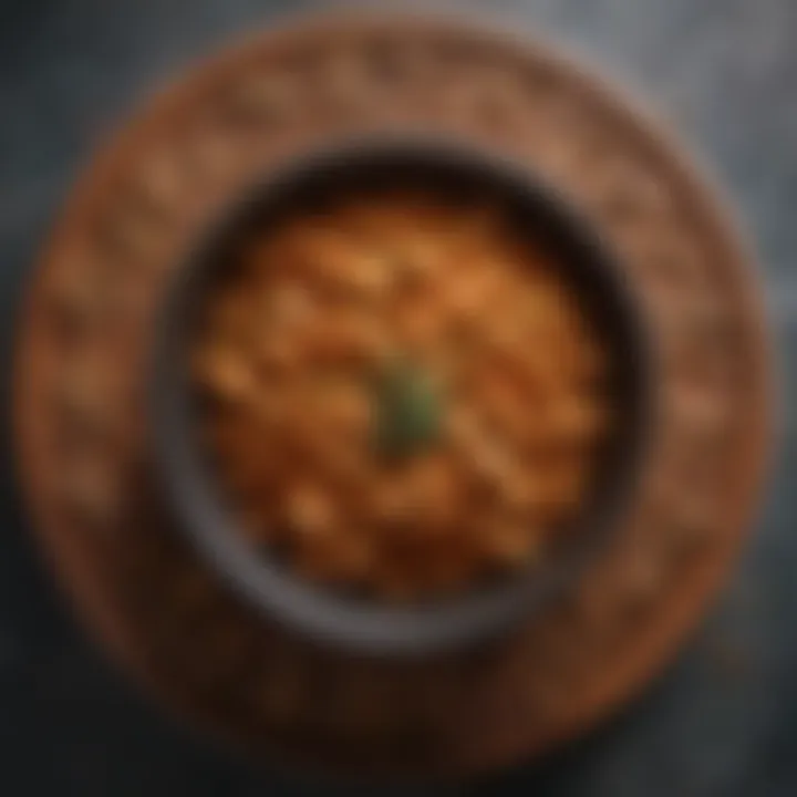 A close-up of a spice blend in a decorative bowl