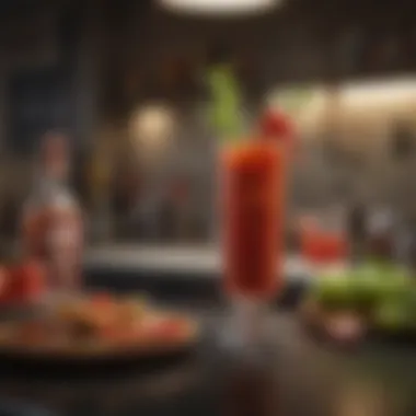 Elegant Presentation of a Bloody Mary An elegant Bloody Mary presentation on a stylish bar