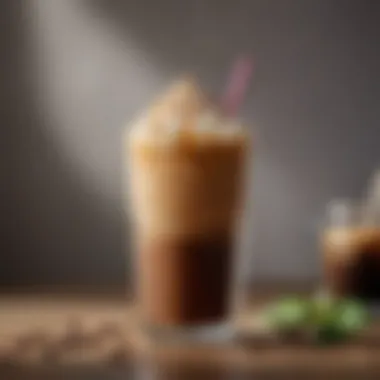 Different iced coffee recipes displayed with unique garnishes