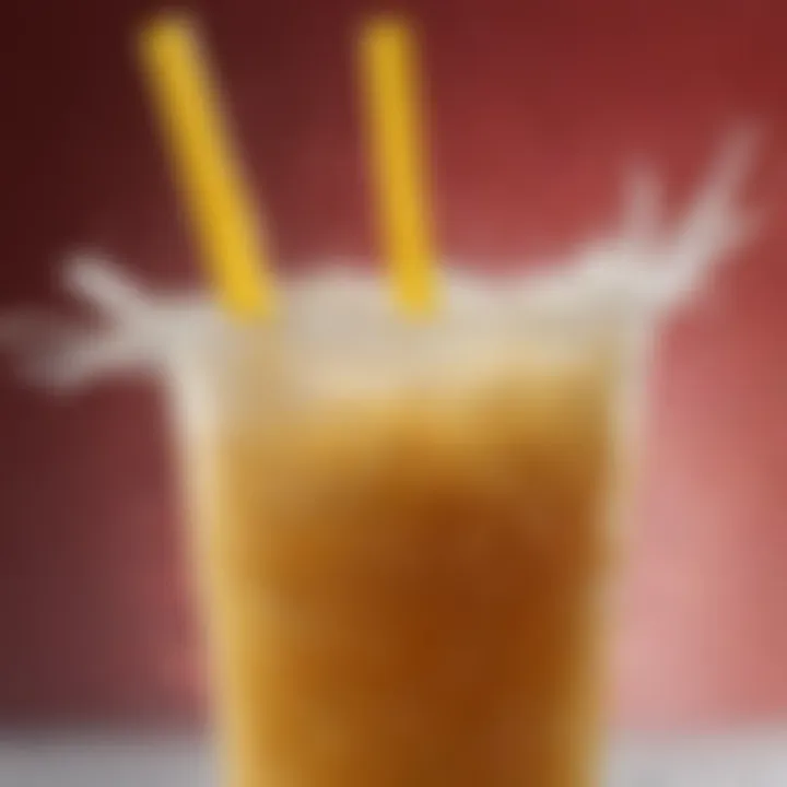 Close-up of a refreshing McDonald's slush drink with ice crystals