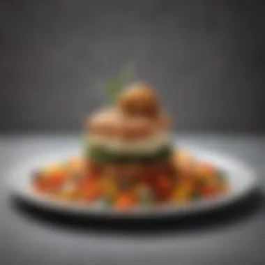 Artful Presentation of Culinary Creations A beautifully plated meal showcasing a variety of textures and colors