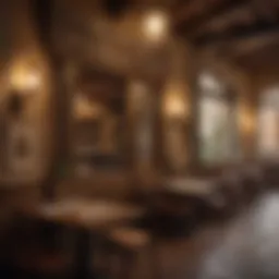 A classic Roman trattoria ambiance with wooden tables and rustic decor