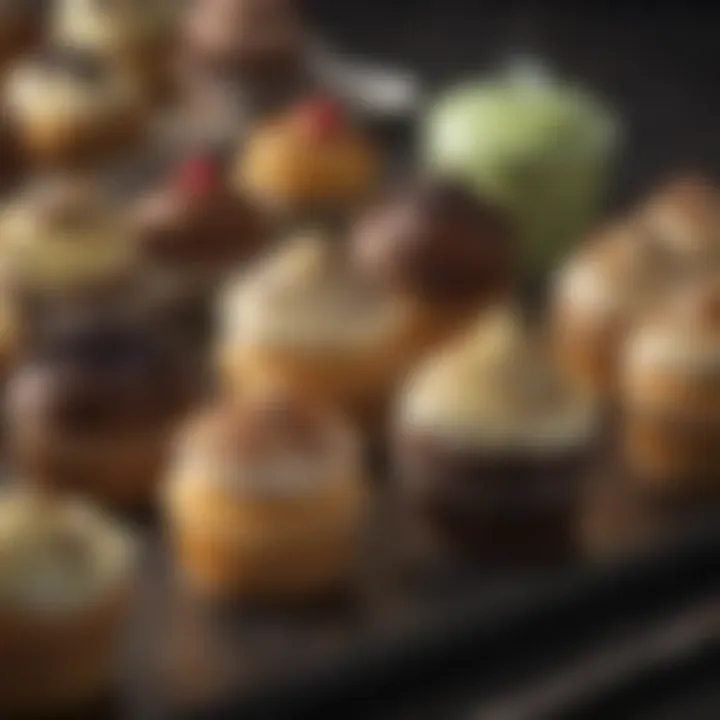 A beautifully arranged assortment of gourmet cupcakes showcasing various flavors and decorations