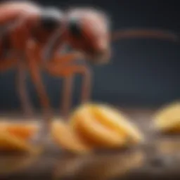 Close-up view of natural ant deterrents like essential oils and citrus peels