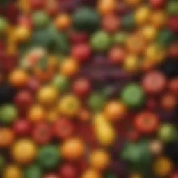 Colorful array of organic fruits and vegetables