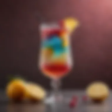 Colorful cocktail with low-carb ingredients