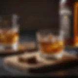 A glass of whiskey with a keto-friendly snack