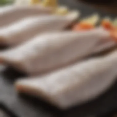 Fresh halibut displayed at a local fish market