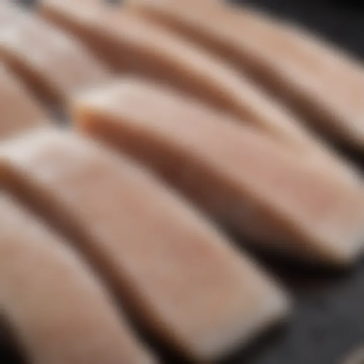 Close-up of high-quality halibut fillets ready for cooking