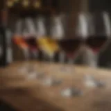 An elegant array of wine glasses showcasing different types of wine.