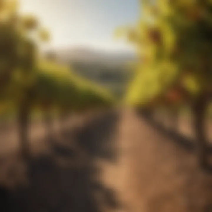 A serene vineyard landscape representing the origins of wine.