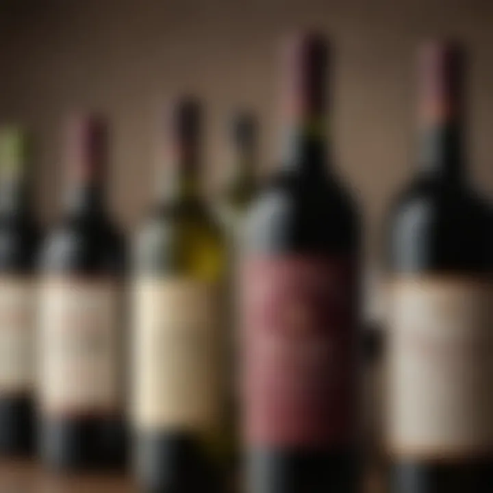 A close-up of wine bottles from various regions highlighting their labels.