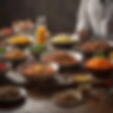 Diversity in Culinary Preferences A creative mix of dishes reflecting diverse dietary needs.