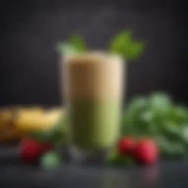 Smoothie in a glass garnished with fresh mint leaves