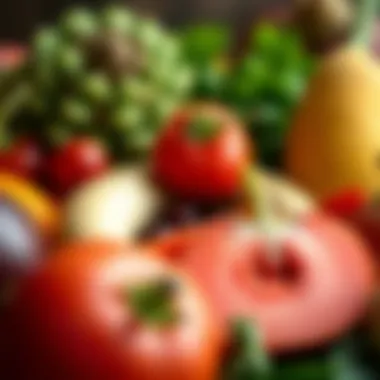 Fruits and Vegetables for Thicker Hair Close-up of fresh fruits and vegetables known for promoting hair thickness