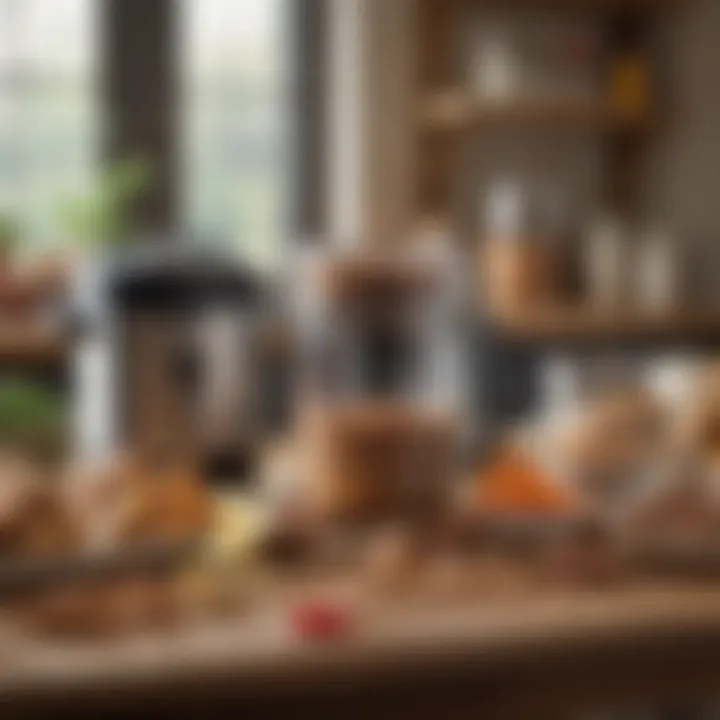 An array of fresh ingredients and a processor, ready for nut butter creation