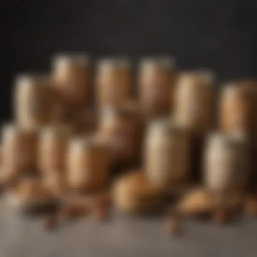 A rich assortment of nut butters in elegant jars