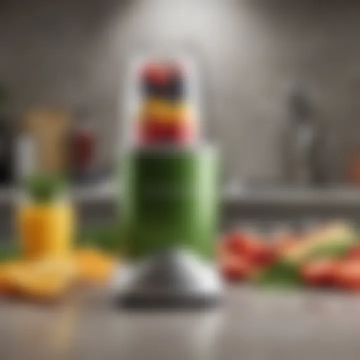 A sleek Nutribullet blender showcasing its compact design and vibrant colors