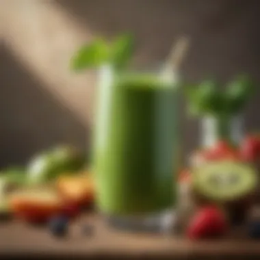 Wholesome Green Smoothie Smoothie packed with fruits and leafy greens in a glass
