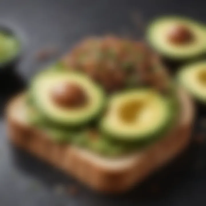 A slice of avocado on whole grain toast, representing healthy fats and fiber for nighttime nourishment.