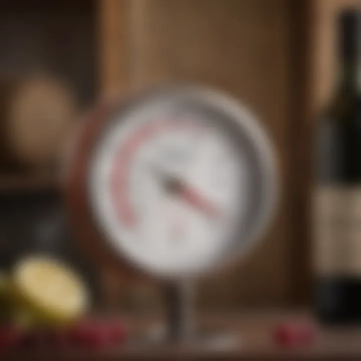 Thermometer indicating perfect wine storage temperature