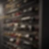 Elegantly arranged wine bottles on a fridge wine rack shelf