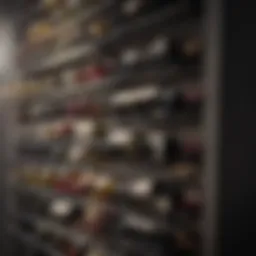 Elegantly arranged wine bottles on a fridge wine rack shelf