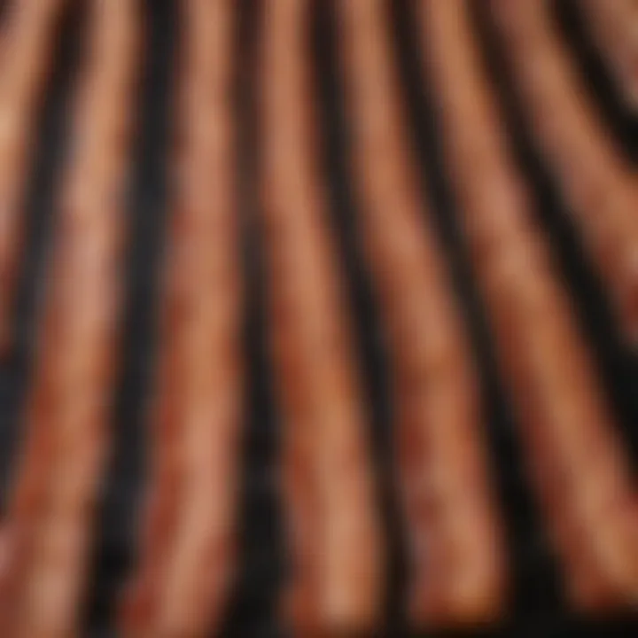 Crispy bacon strips arranged neatly on a rack