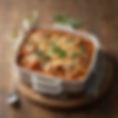 Savory Baked Ziti for Comforting Lunch A rustic dish of baked ziti topped with melted cheese and herbs