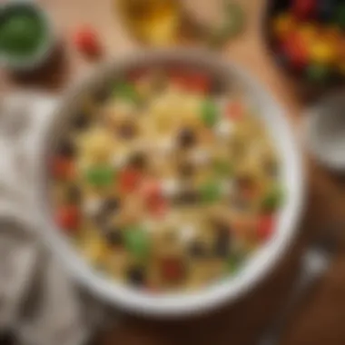 Fresh Mediterranean Pasta Salad for a Lively Lunch A colorful Mediterranean pasta salad with olives and feta
