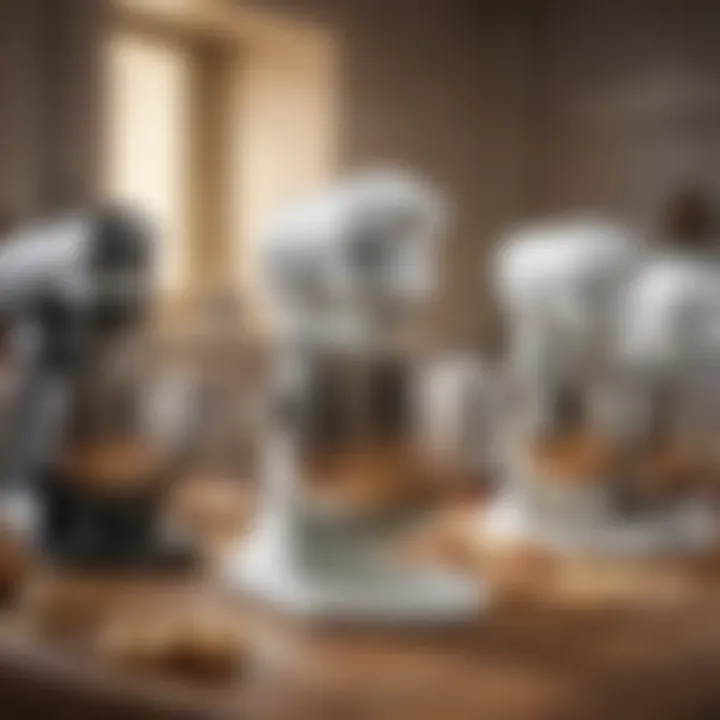 A range of pastry mixers displaying various features and sizes