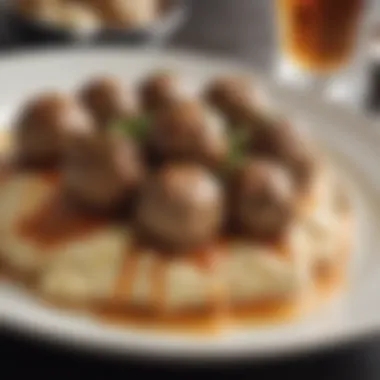 A beautifully plated dish of Swedish meatballs with sauce