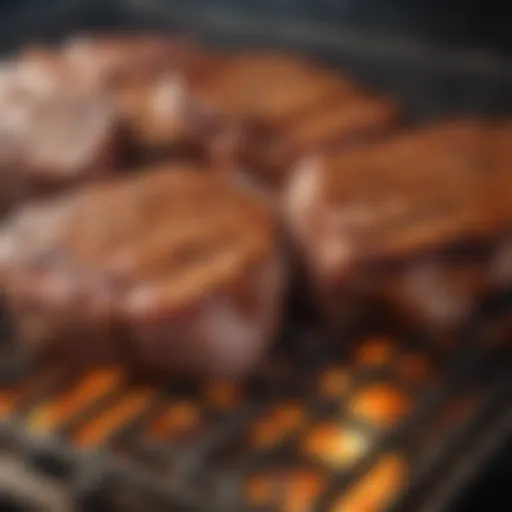Sizzling pork barbecue on the grill