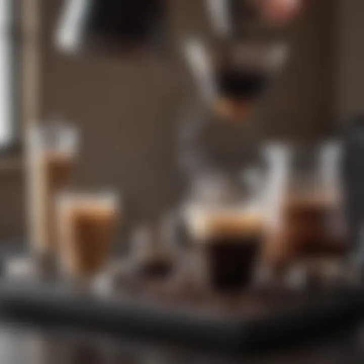 Pour over coffee setup with equipment and beans