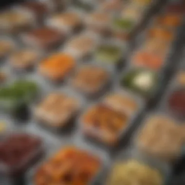 Variety of Pre-Made Meals Colorful array of pre-made meals in glass containers