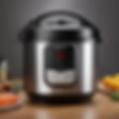 Side view of an electric pressure cooker showcasing its sleek design and control panel