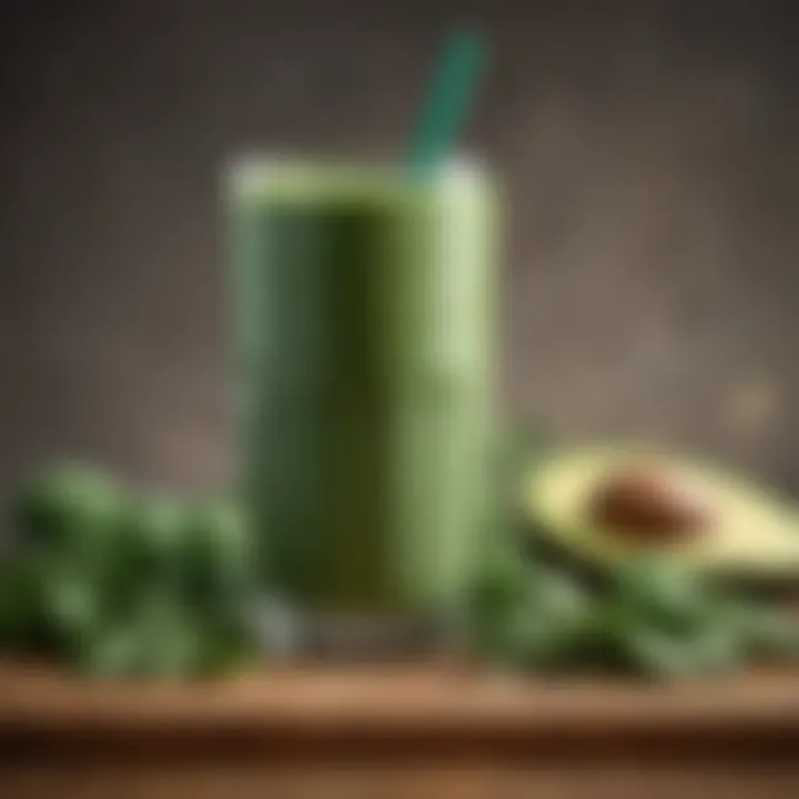 Nutritious green protein shake with spinach and avocado