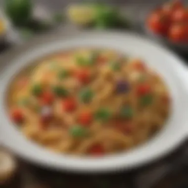 Quick and Flavorful Pasta Delight A vibrant and colorful pasta dish with fresh vegetables and herbs