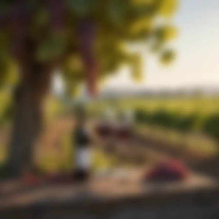 A serene vineyard landscape showcasing the beauty of grape cultivation for red wine.